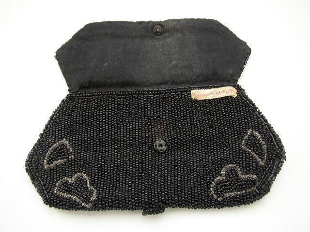 Art Deco, Black Beaded Fanny Eye-glass Case 6.25in x 3in