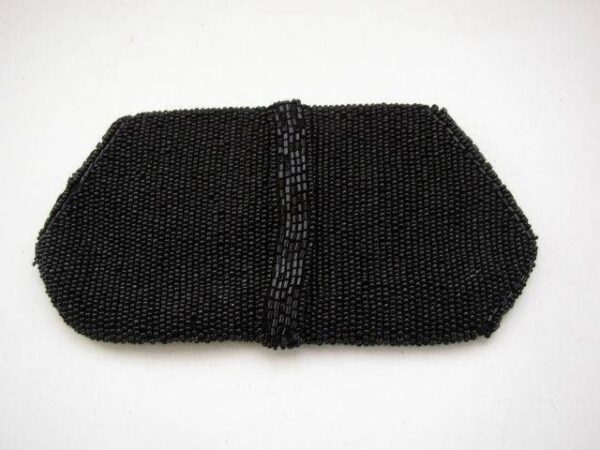 Art Deco, Black Beaded Fanny Eye-glass Case 6.25in x 3in