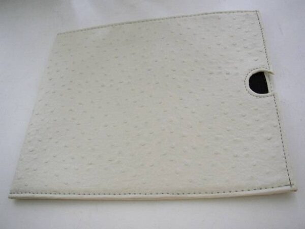 Beige Faux Ostrich Leather Ipad-Tablet 10in x 8.5in Protective Case