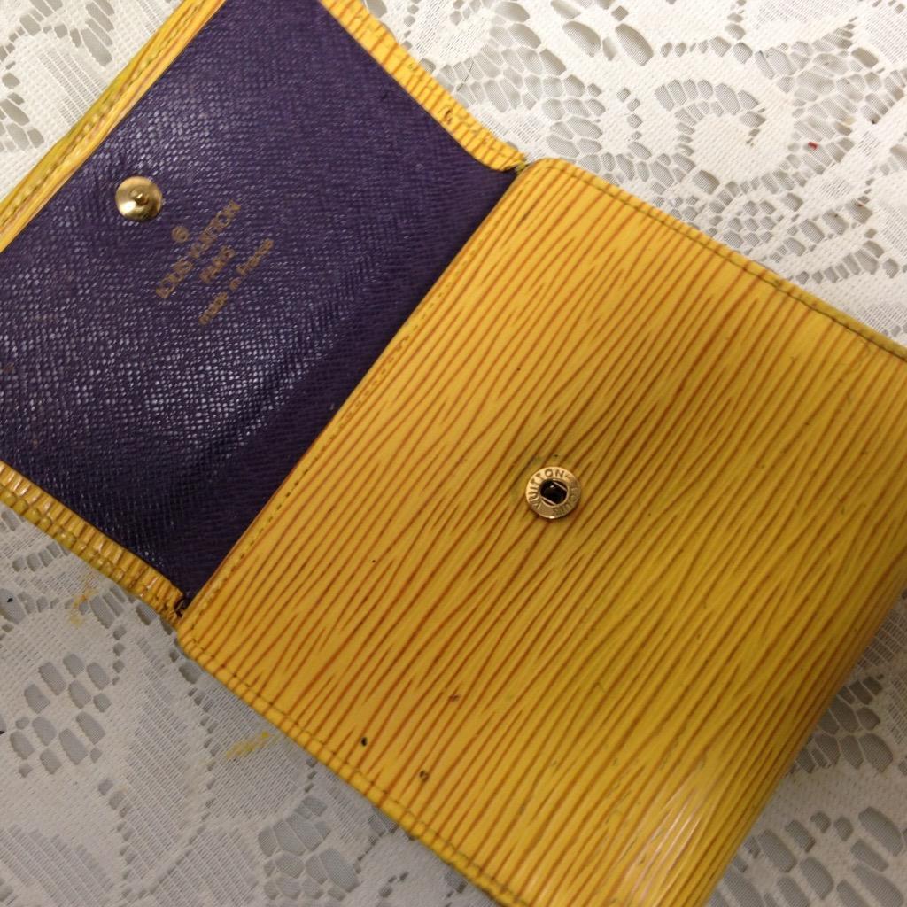 Authentic, Louis Vuitton, Yellow Epi Leather Wallet-Coin Purse 4.25in x 4in