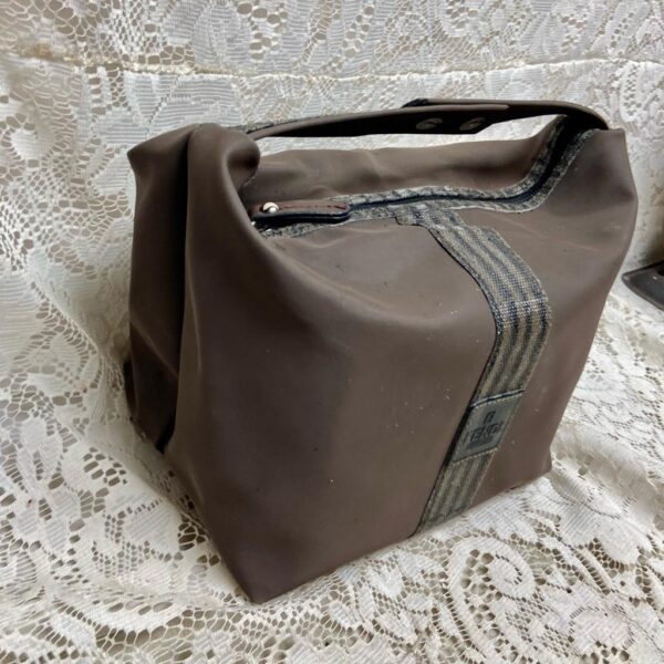 Fendi, Rare, Brown Nylon-Pequin Stripes Carry-on Pouch- 8in x 8in x 6in