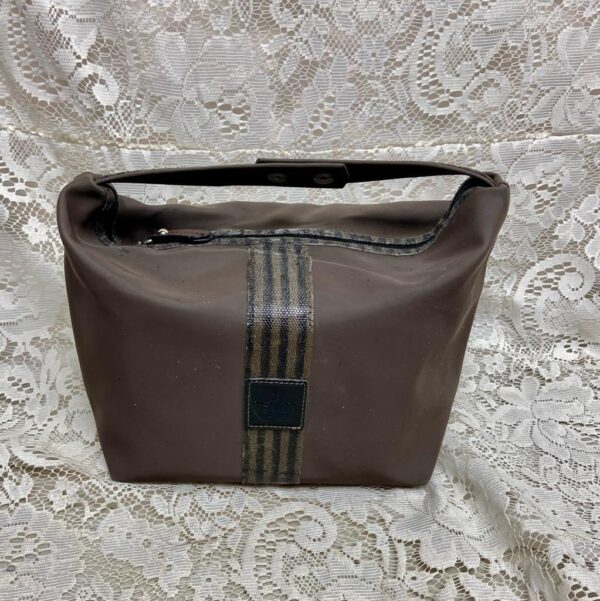 Fendi, Rare, Brown Nylon-Pequin Stripes Carry-on Pouch- 8in x 8in x 6in