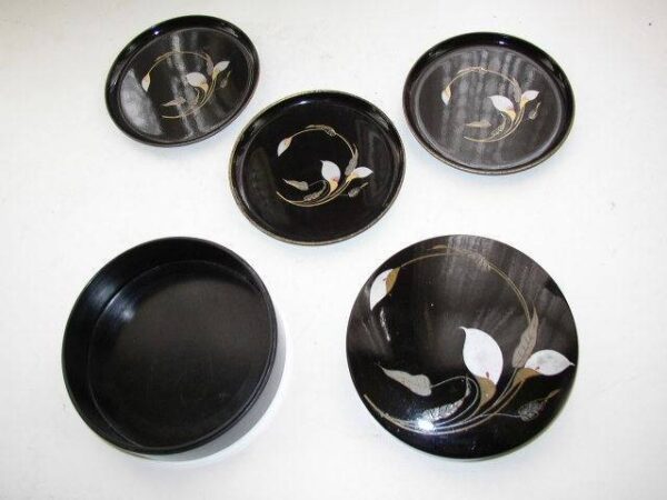 Vintage Otagiri, 4-pc Lacquerware Vanity or Coaster Set