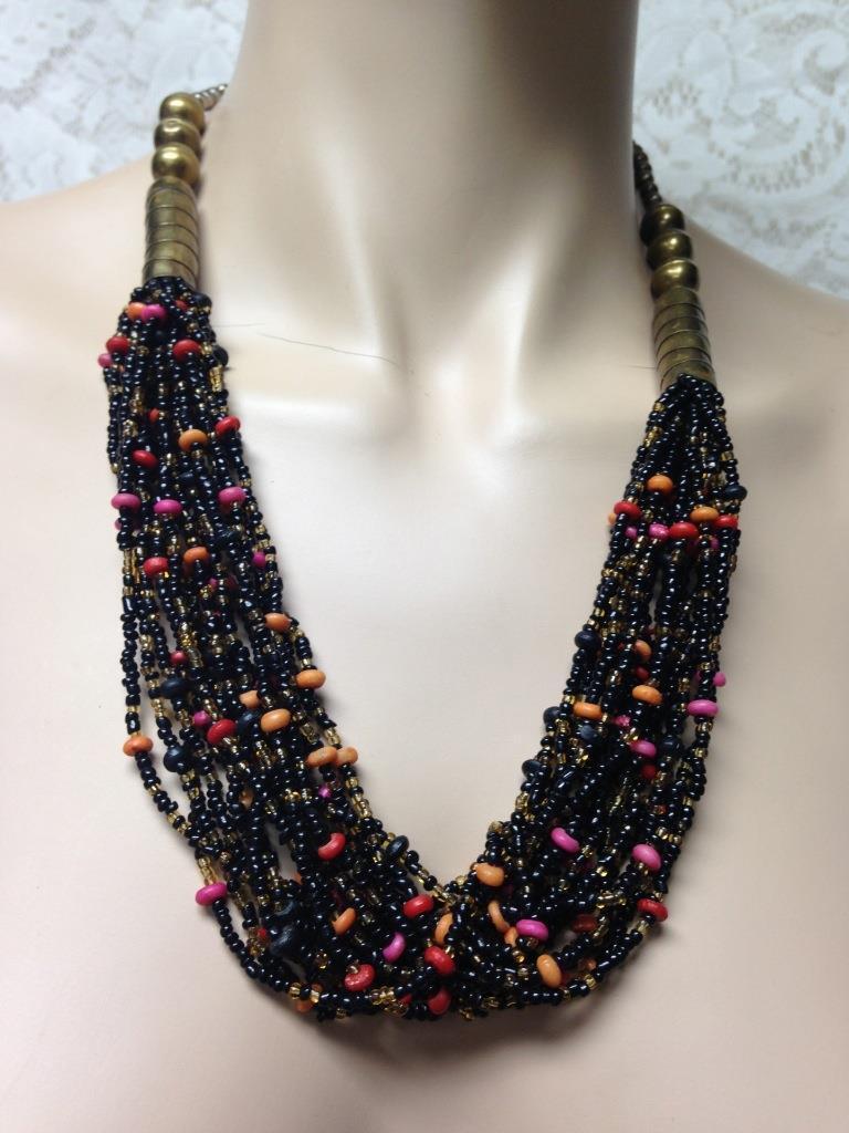 Vintage, Multi-Layer, 18-Strands, Colorful Beads 24-inch Necklace