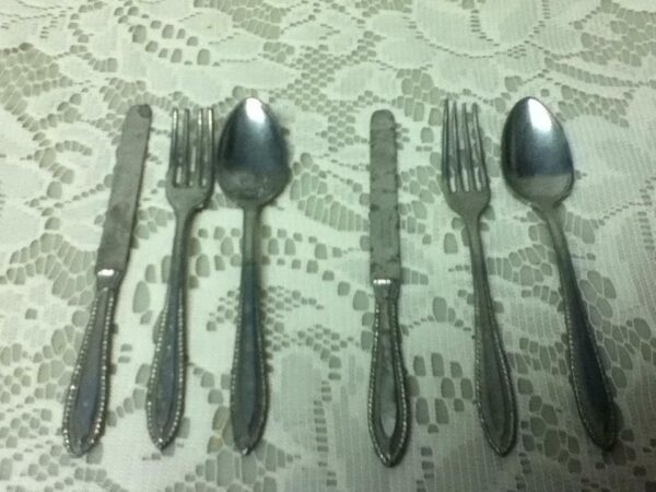 Vintage, Rare, Made in Germany, 6-pc Childs Aluminum Flatware- Playset