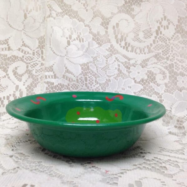 Lumela, South Africa, Green Safari, Child's Enamelware Bowl 1.5in T x 5.5in W