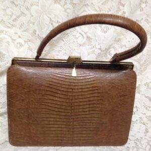 Vintage, Bellestone, Genuine Light Brown Lizard Handbag 10in x 8.5in x3.5in