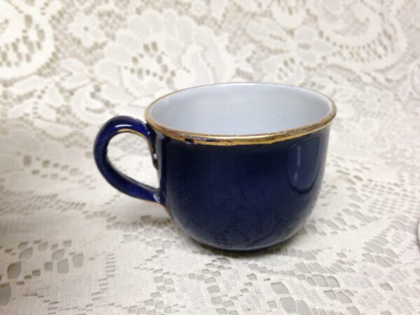 Antique, Rare, German Cobalt Blue Enamelware, 2pc Childs Cup and Saucer (B)