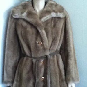 Vintage, Tissavel France, Richland Furs, Size 12 Brown Faux Mink Fur Dress Coat