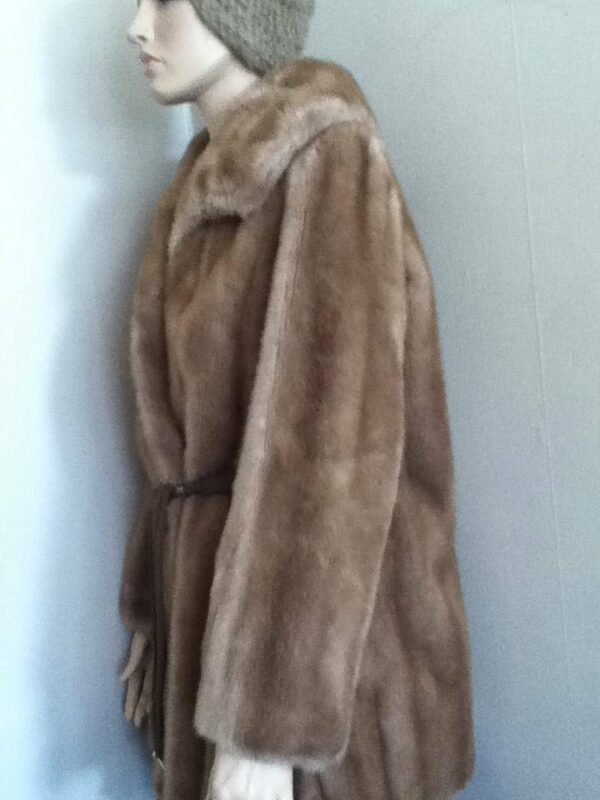 Vintage, Tissavel France, Richland Furs, Size 12 Brown Faux Mink Fur Dress Coat