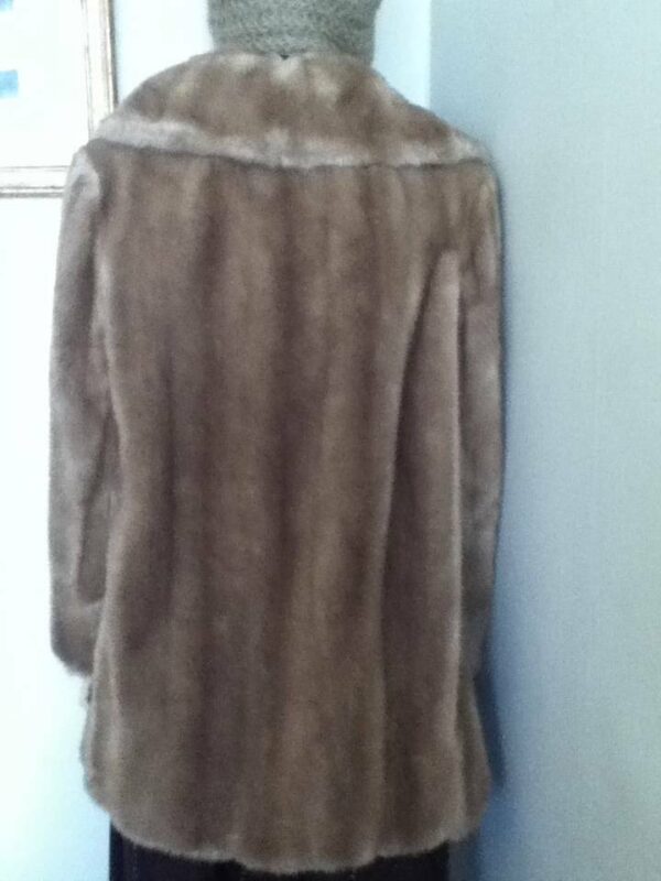 Vintage, Tissavel France, Richland Furs, Size 12 Brown Faux Mink Fur Dress Coat