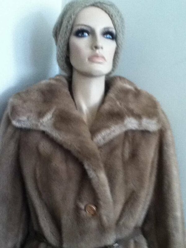 Vintage, Tissavel France, Richland Furs, Size 12 Brown Faux Mink Fur Dress Coat