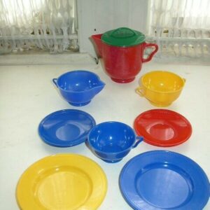 Vintage, Ideal 9-pc Multi-Colored Childs Tea Set