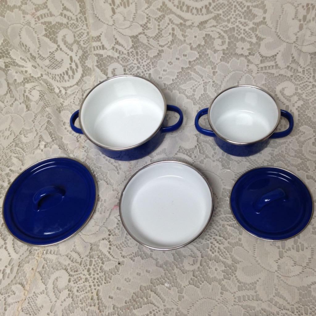 5-pc Child’s Cobalt Blue Enamelware Cooking Set-Made in Sweden