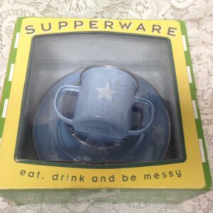 Blue Star, Childs 3-pc Enamelware Cup, Bowl and Plate Set in Orig. Box