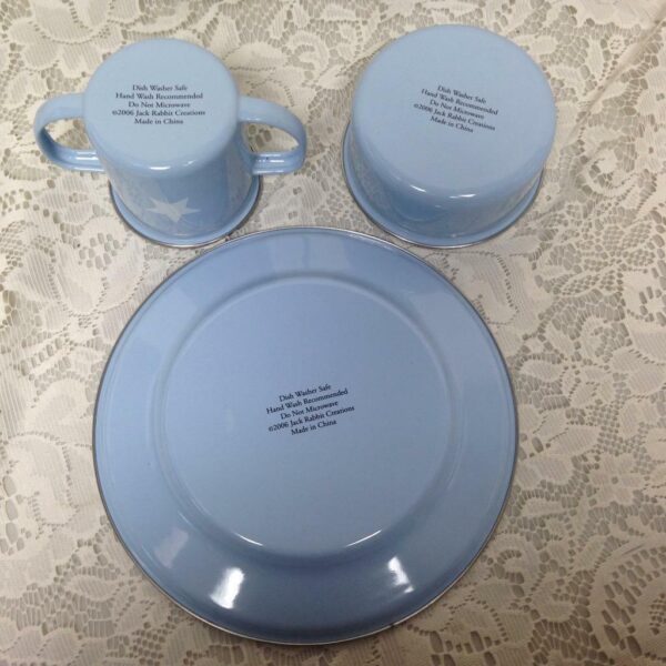 Blue Star, Childs 3-pc Enamelware Cup, Bowl and Plate Set in Orig. Box