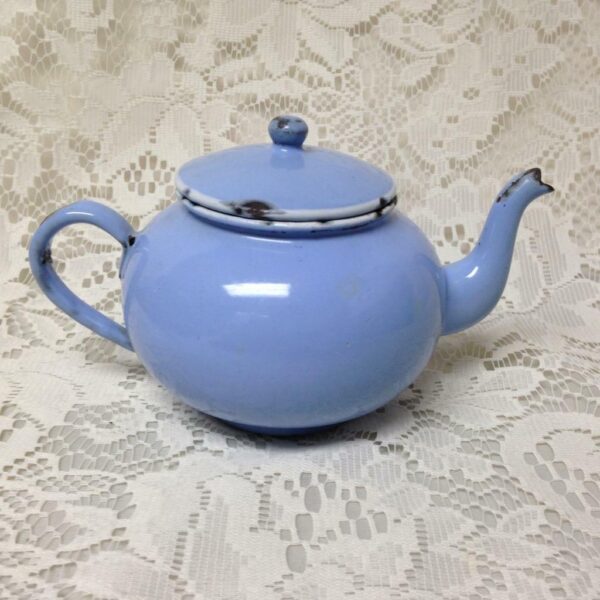 Antique, Rare, Germany, Sky Blue Enamelware, 6pc Childs Tea Set