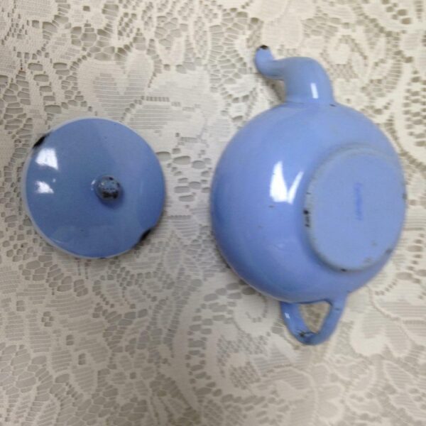 Antique, Rare, Germany, Sky Blue Enamelware, 6pc Childs Tea Set