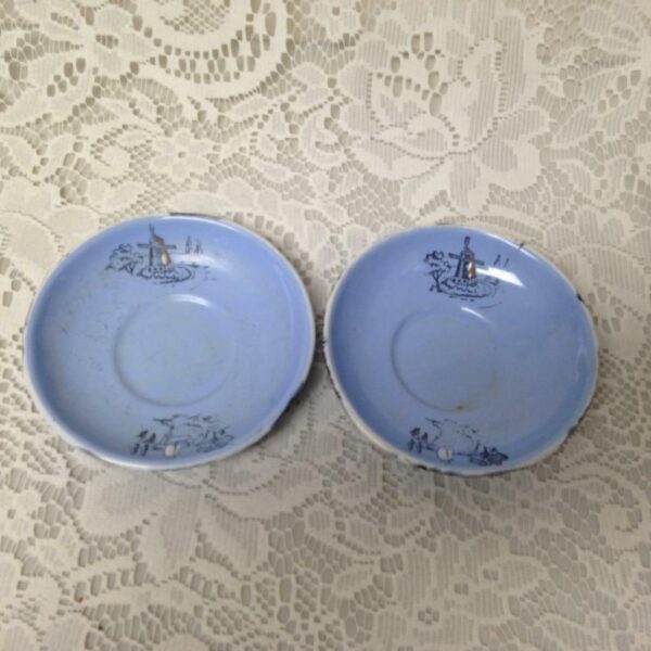 Antique, Rare, Germany, Sky Blue Enamelware, 6pc Childs Tea Set