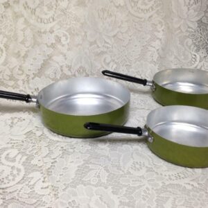 1960-70s Enamelware Style, 3pc Childs Tin Cookware Set- Just Like Mama