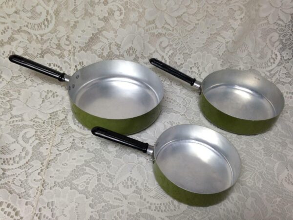 1960-70s Enamelware Style, 3pc Childs Tin Cookware Set- Just Like Mama