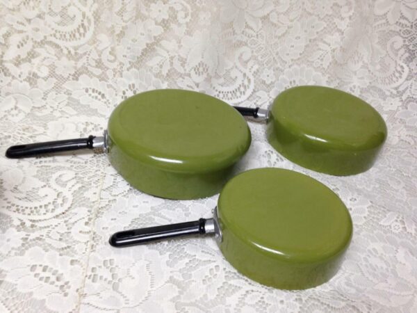 1960-70s Enamelware Style, 3pc Childs Tin Cookware Set- Just Like Mama