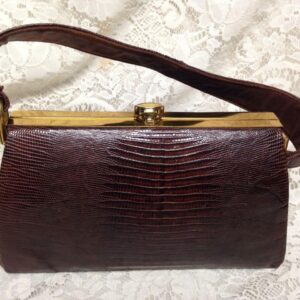 Vintage, Marshall Fields, Gen.Dark BrownLizard Handbag 11in x 6in x3.5in