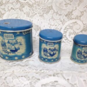 Rare 1948 Child's Wolverine Delft 6-pc Canister Set