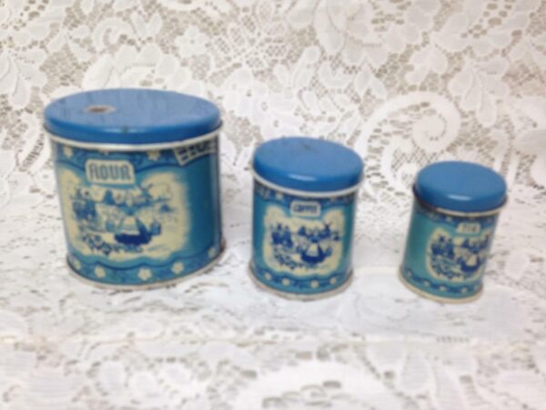 Rare 1948 Child's Wolverine Delft 6-pc Canister Set