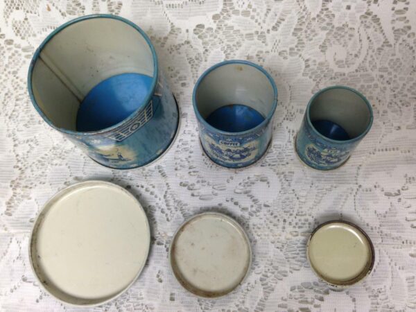 Rare 1948 Child's Wolverine Delft 6-pc Canister Set