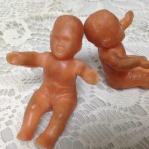 Vintage, Adorable 2 Dollhouse Miniature, 2.5in Rubber Dolls