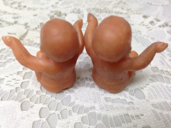 Vintage, Adorable 2 Dollhouse Miniature, 2.5in Rubber Dolls