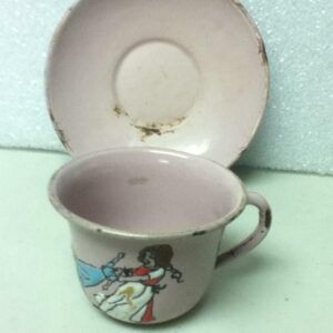 Antique, Elitte, Czecho-slovakia, 2-pc Child’s Pink Enamelware Tea Set