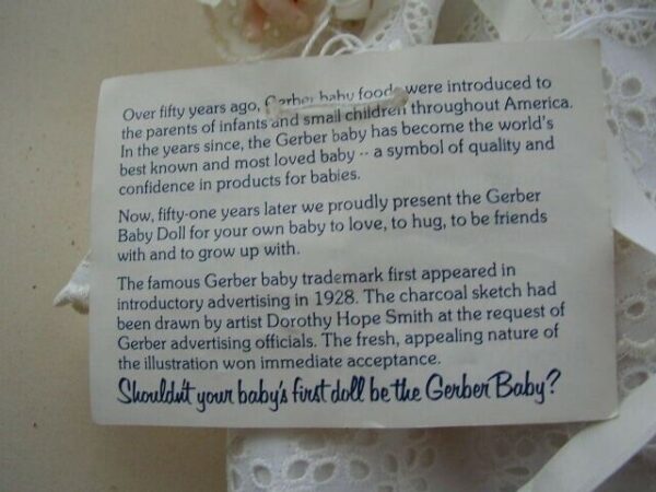 Vintage, Advertising Gerber Baby in Christening Gown Basket and Beddings