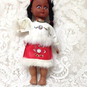 Vintage, Rare, 11 inch Vinyl American Indian Doll with Faux Leather Dress