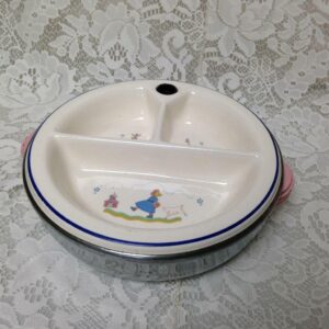 Vintage, Bartsch Mfg. Co., Bopeep - Jack and Jill Chrome Infant Dish with Warmer