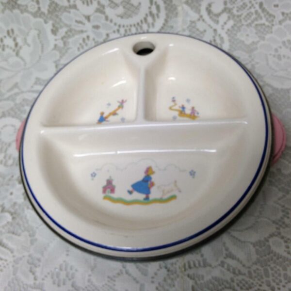 Vintage, Bartsch Mfg. Co., Bopeep - Jack and Jill Chrome Infant Dish with Warmer