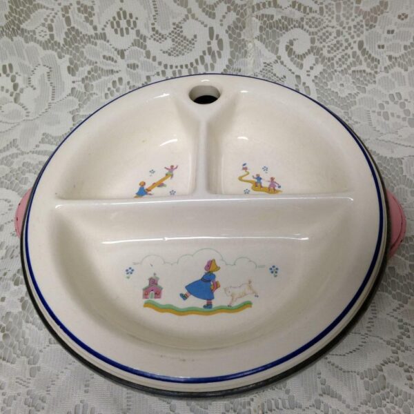 Vintage, Bartsch Mfg. Co., Bopeep - Jack and Jill Chrome Infant Dish with Warmer