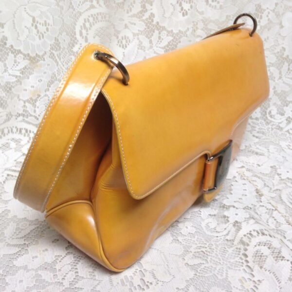 Ferragamo Yellow Enamel- Patent Handbag 13in x 7in x 3.5in