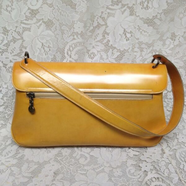 Ferragamo Yellow Enamel- Patent Handbag 13in x 7in x 3.5in