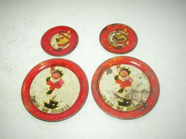 1940s Ohio Art, FB Peat Mother Goose Childs Tin Dishes