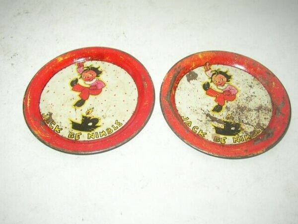 1940s Ohio Art, FB Peat Mother Goose Childs Tin Dishes