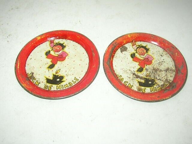 1940s Ohio Art, FB Peat Mother Goose Childs Tin Dishes