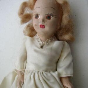 Vintage, Elegant 6.5" Composition Face Doll in White Gown