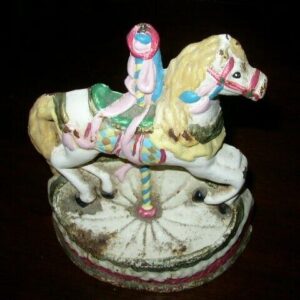 Vintage, 6.5in x 6in Cast Iron Horse Carousel Doorstop