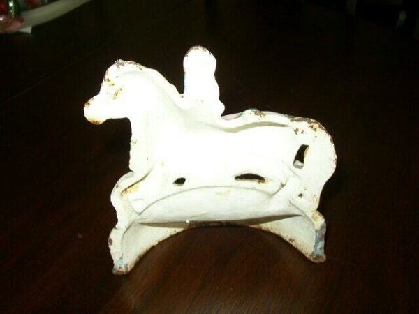 Vintage, 6.5in x 6in Cast Iron Horse Carousel Doorstop