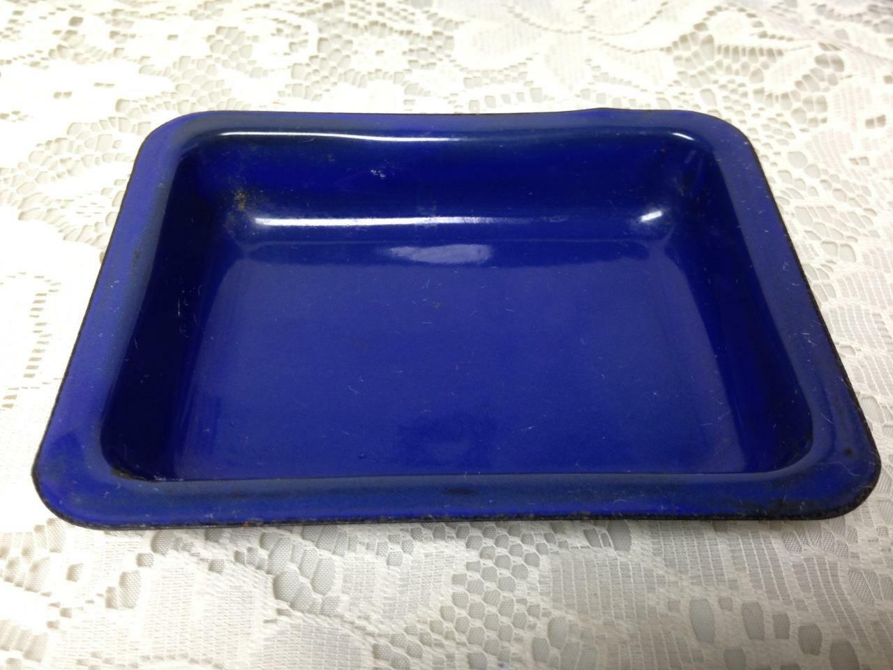 Vintage, Cobalt Blue Enamelware, 4pc Childs Bakeware Set- Just Like Mama