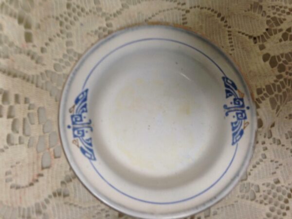 Antique, 2-pc Gray Spotted Graniteware Enamelware Child's Dishes