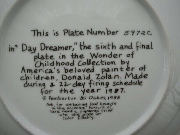 Zolan's Day Dreamer, 1986 Collector Plate