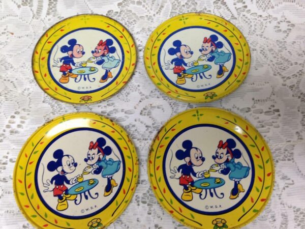 1950s Cheins Disneyland Childs 14pc Tin Tea Set Mickey-Pluto